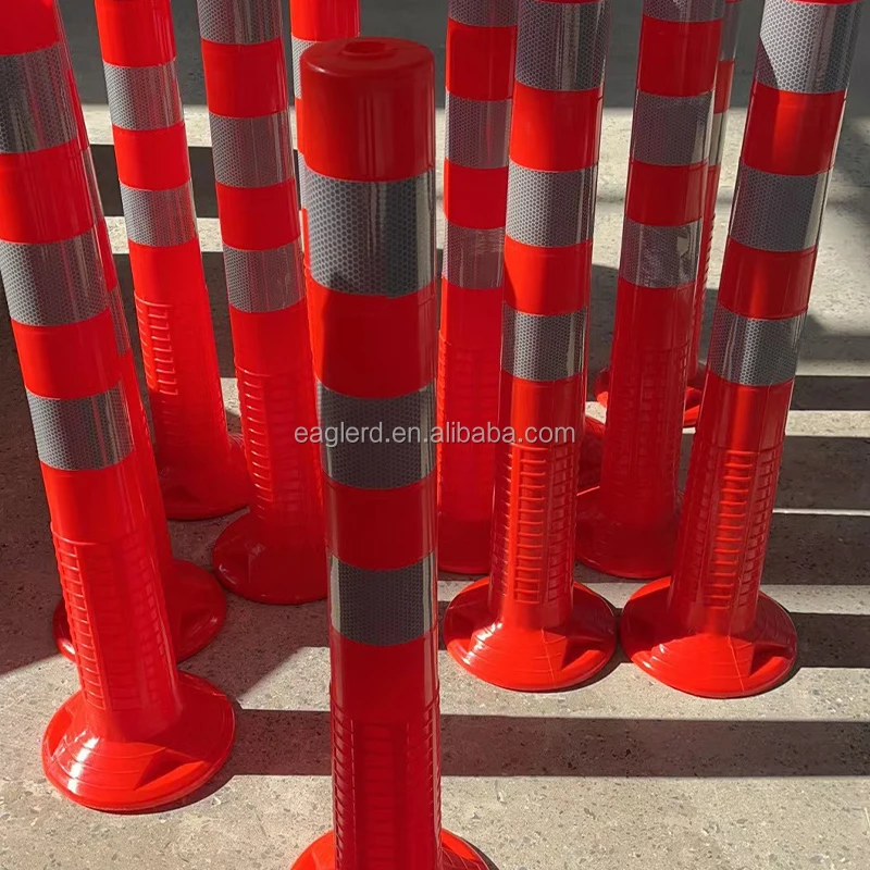 75cm Yellow Flexible traffic delineator PU warning spring post