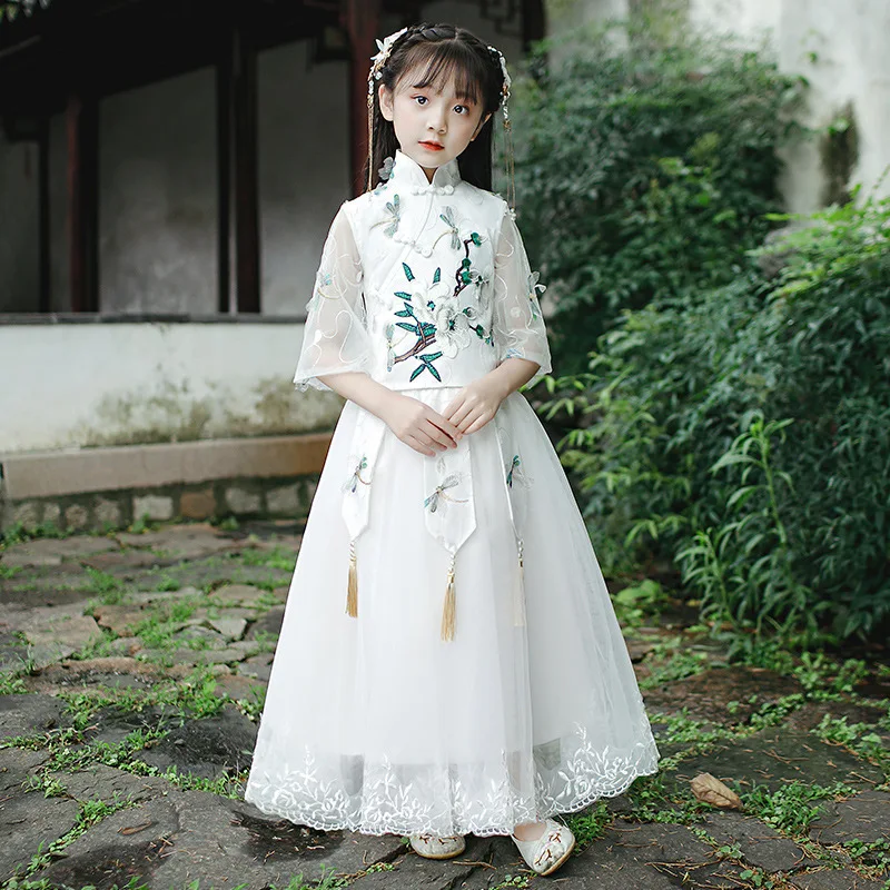  Для девочек Hanfu Детские Tang оптовая продажа китайских автошин в натуральную величину костюм платье традиционное китайское детское Тан ханьфу