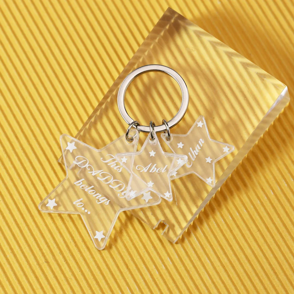 Customized Acrylic Keychain with Transparent Star Pendant and Name