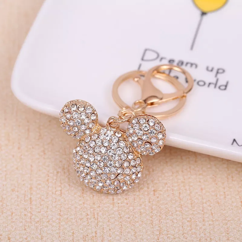 Hot Sell High Quality Crystal Rhinestone MK Mouse Keychain Leather Key Chain Metal Key Chain