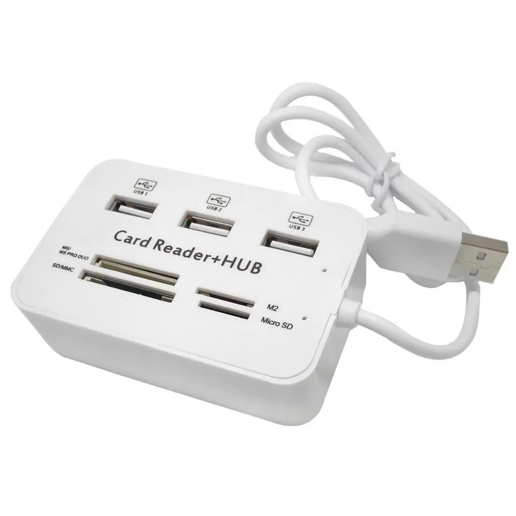 USB Hub Combo 2.0 High Speed Multi USB 2.0 Hub USB Splitter Portable All In One Mini Card Reader For SD/MMC/M2/MS Pro Duo