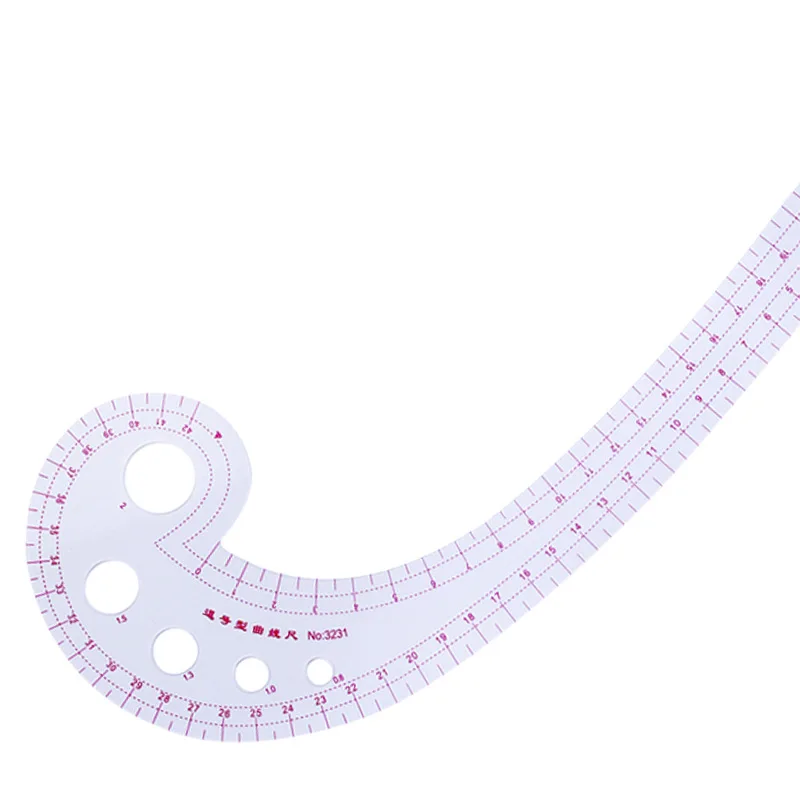 SHELIKE Transparent Plastic Tailor Patchwork ruler&Comma Type Curve Ruler #3231