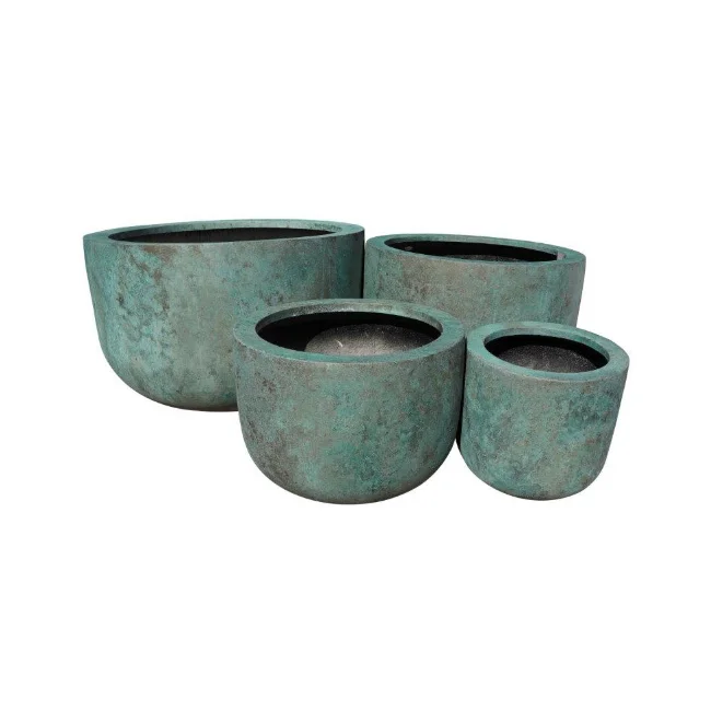 Vietnamese Supplier Factory Classic Style Home Decoration Custom Size Fiberglass Planter Garden Pots Set 5 Pieces Flower Pots