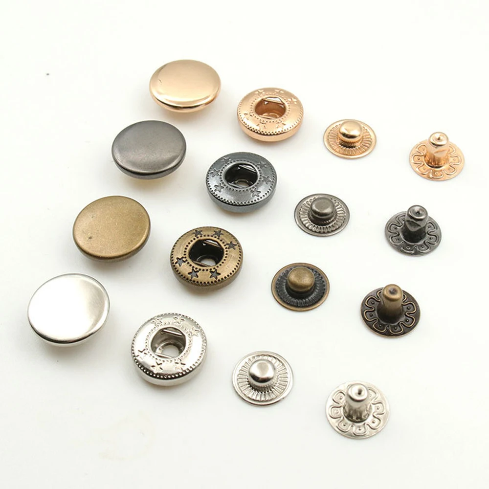 Matte black gun metal brass 4 parts fastener buttons western press metal hidden snap button