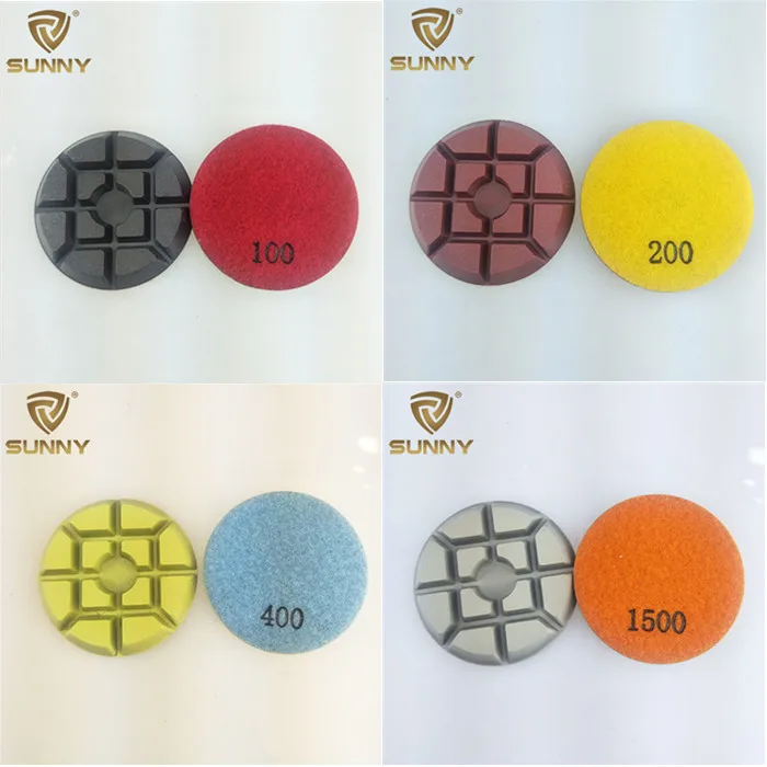 Sunny tools flexible 3 inch 80 mm resin bond wet dry diamond polishing pads for concrete floor grinder polisher