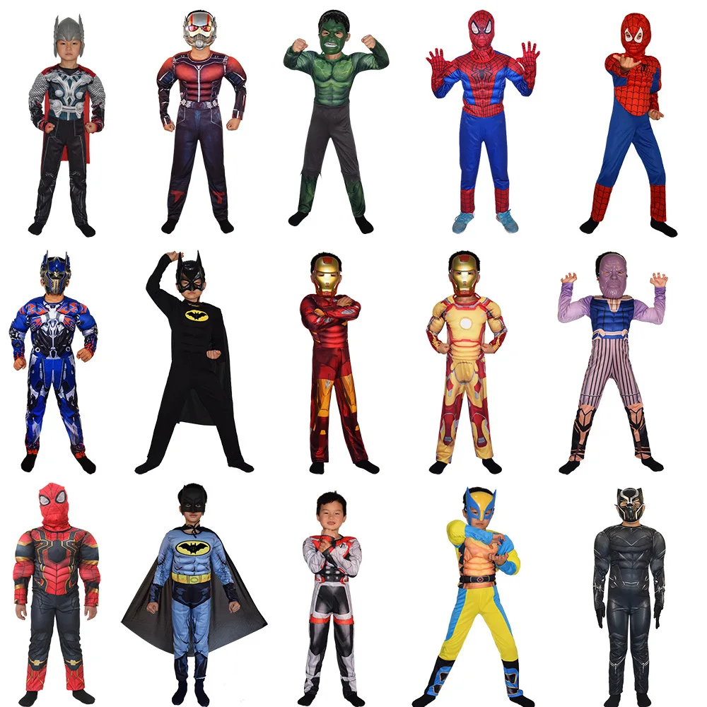 Jumpsuits superhero kids muscle Spider man Halloween costumes for kids
