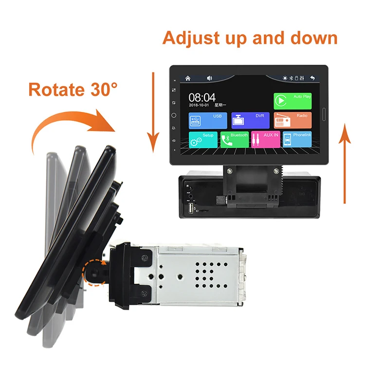 Henmall Car Stereo 10 Inch 1 Din MP5 Multimedia Audio Player FM Carplay Android Auto Touch Screen Single Din Car Radio