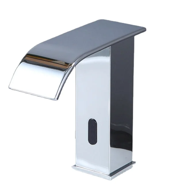 Intelligent Automatic Single Cold Hot Basin Sensing Faucet Modern Black Waterfall Made Brass Home Gym Hand Washing Machines