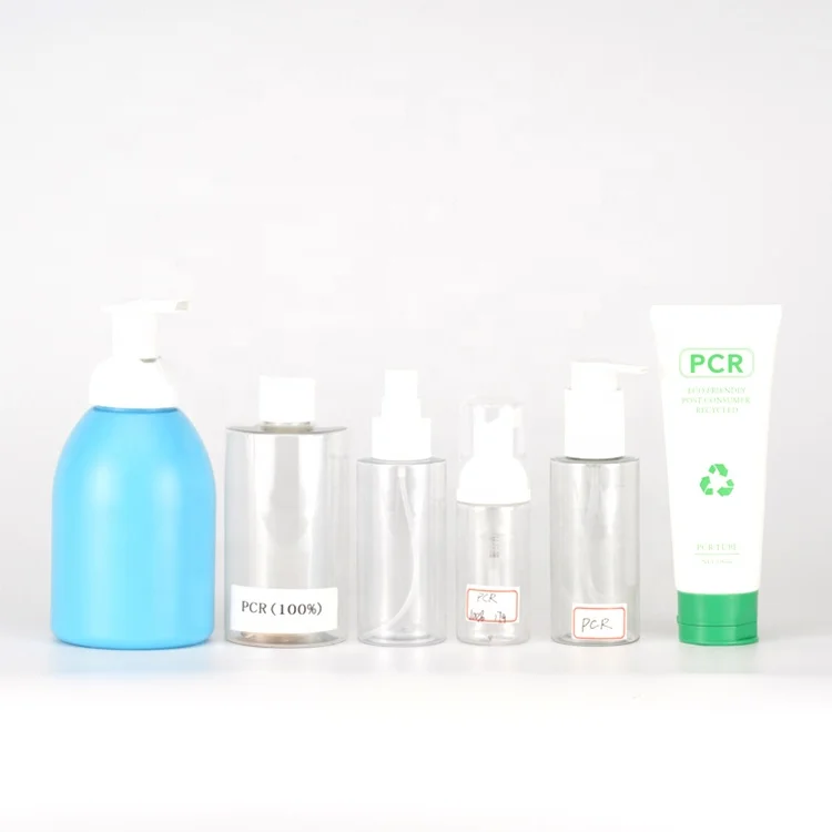 Custom PCR Cosmetic Packaging Plastic Bottle With Pump Spray Mist For Skincare Lotion Serum Toner Cream Soap Shampoo Jar