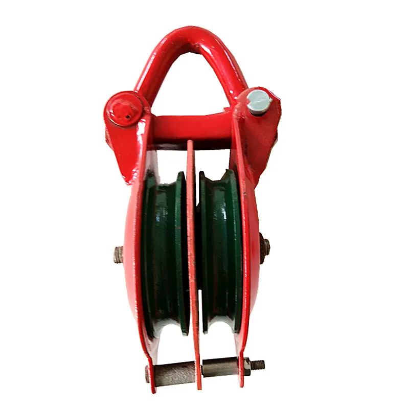 YARDING BLOCK WITH SHACKLE DOUBLE SHEAVE PAINTED ORANGE COLOR FROM 3-10 INCHES