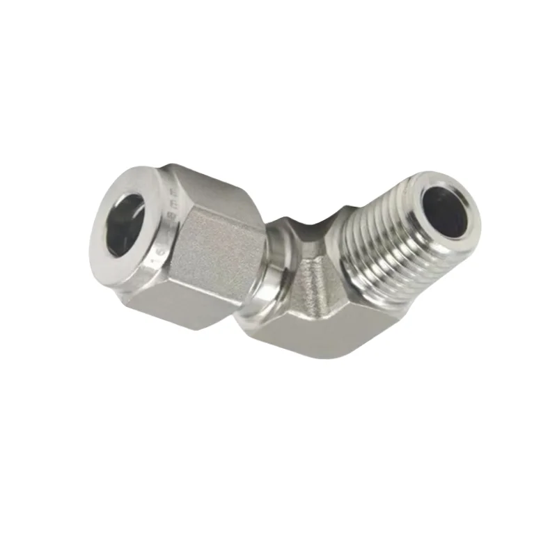 Gas double ferrule elbow terminal Silver-plated nuts with double card sleeve Stainless steel double ferrule elbow