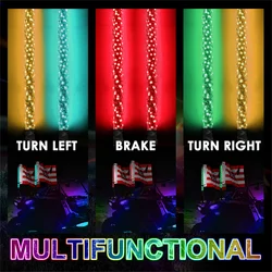 2Pcs 36 Inch 3Ft W/Turn Signal Lights Quick Release Mount W/Remote Led Whip