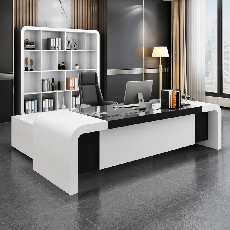 escritorio de oficina L shaped Modern executive Office furniture boss office Table white desk commercial furniture schreibtisch