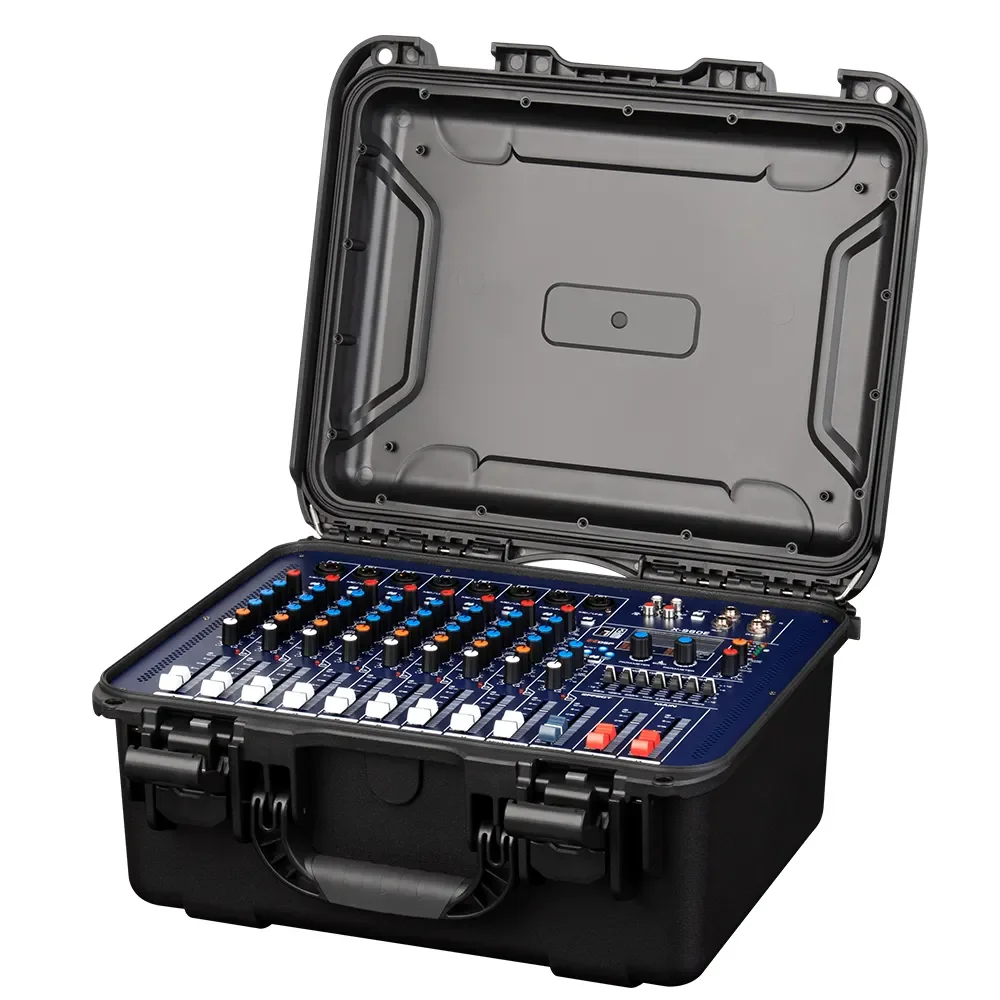 GT10M Professional Built-in 99 Digital Effects 8-Channel Audio Mixer Amplifier 500W Music Console Power Mixer