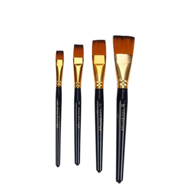 Keep Smiling 4pcs Flat Shape Painting Acrylic Watercolor Gouache Art Paint Brushes Set