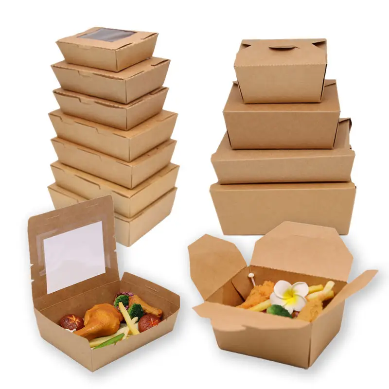 Kingwin custom rectangular kraft paper lunch charcuterie sandwich food box with side window lid