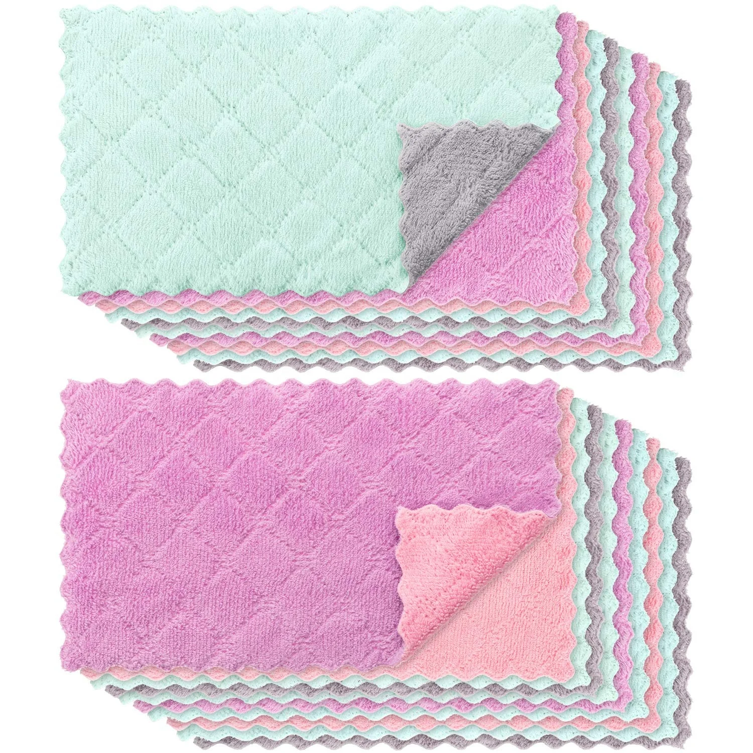 Factory sale directly cheap good absorbent microfiber dish cleaning towel role washing square kitchen towel