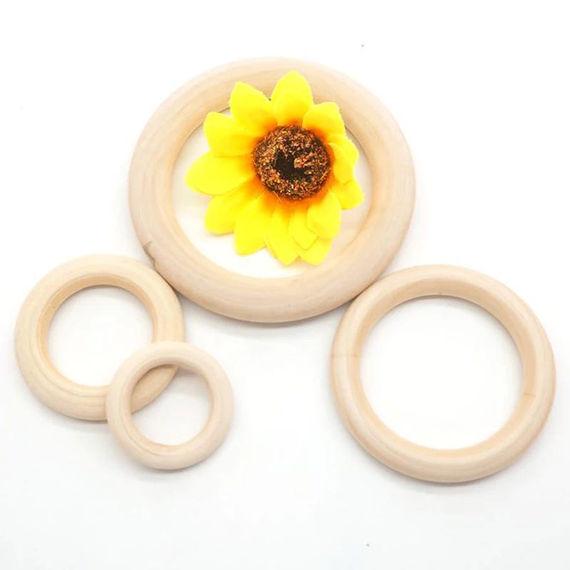  Low Price BPA Free Organic Molars Teether Toy Accessories 55mm Natural Maple Wood Ring For