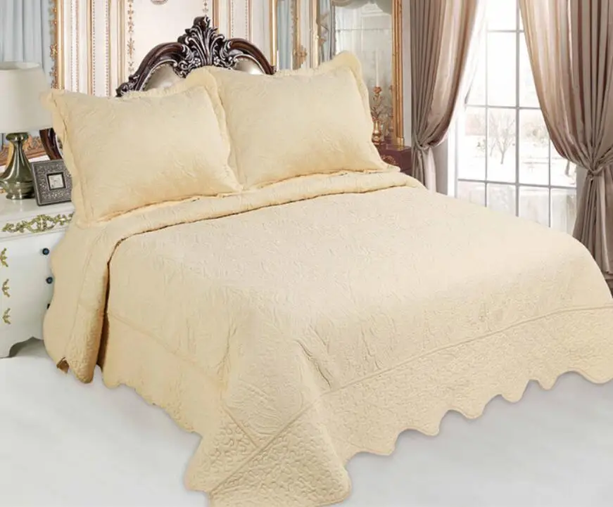 BORYARD Colcha Quilted Bedspread Set Embroidery Quilting Microfiber Bedding for Bedroom