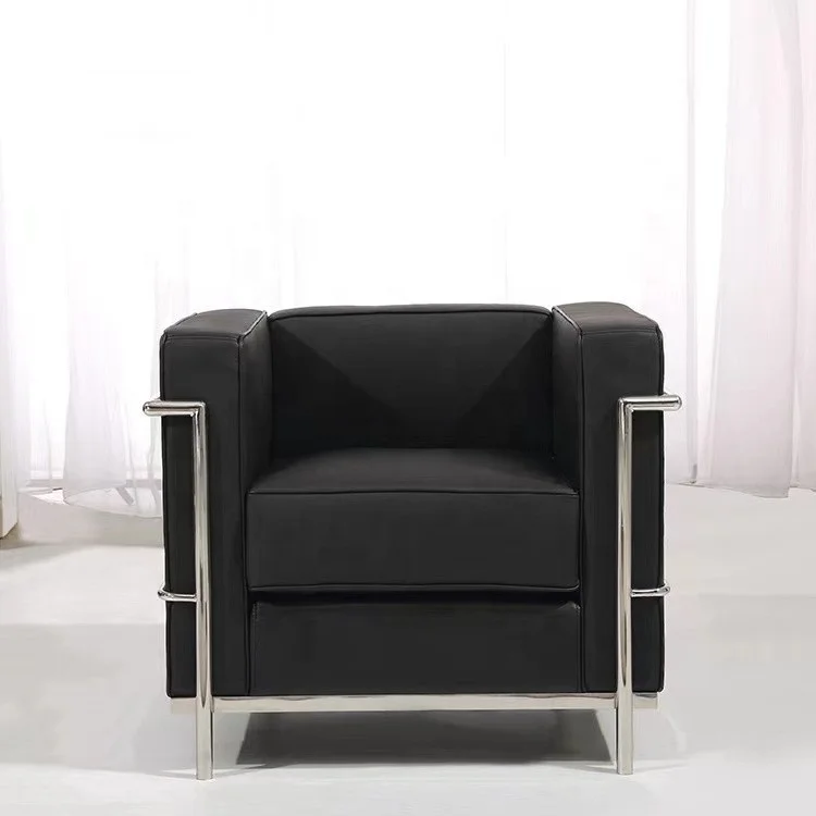 Nordic fashion black leather sofas chair metal steel frame modular sofa dining room cafe furniture modern office sofas chair