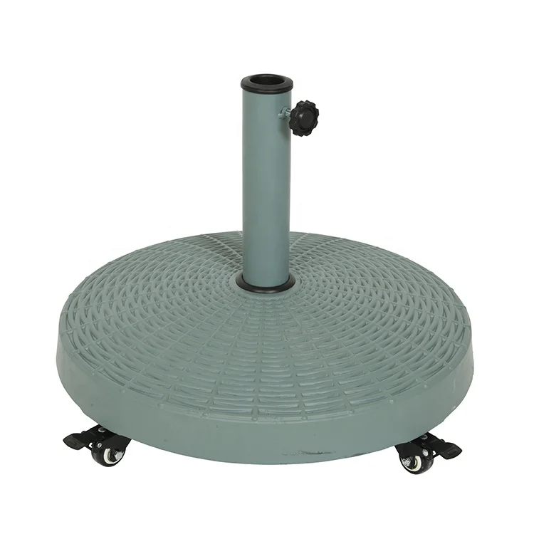 Outdoor patio 52 LBS round concrete umbrella base stand with four wheels