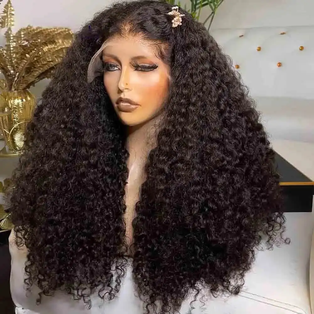 Natural Virgin Brazilian Transparent Human Hair Wig Deep Wave Lace Front with Long Cuticle Remy Grade Swiss Lace wigs