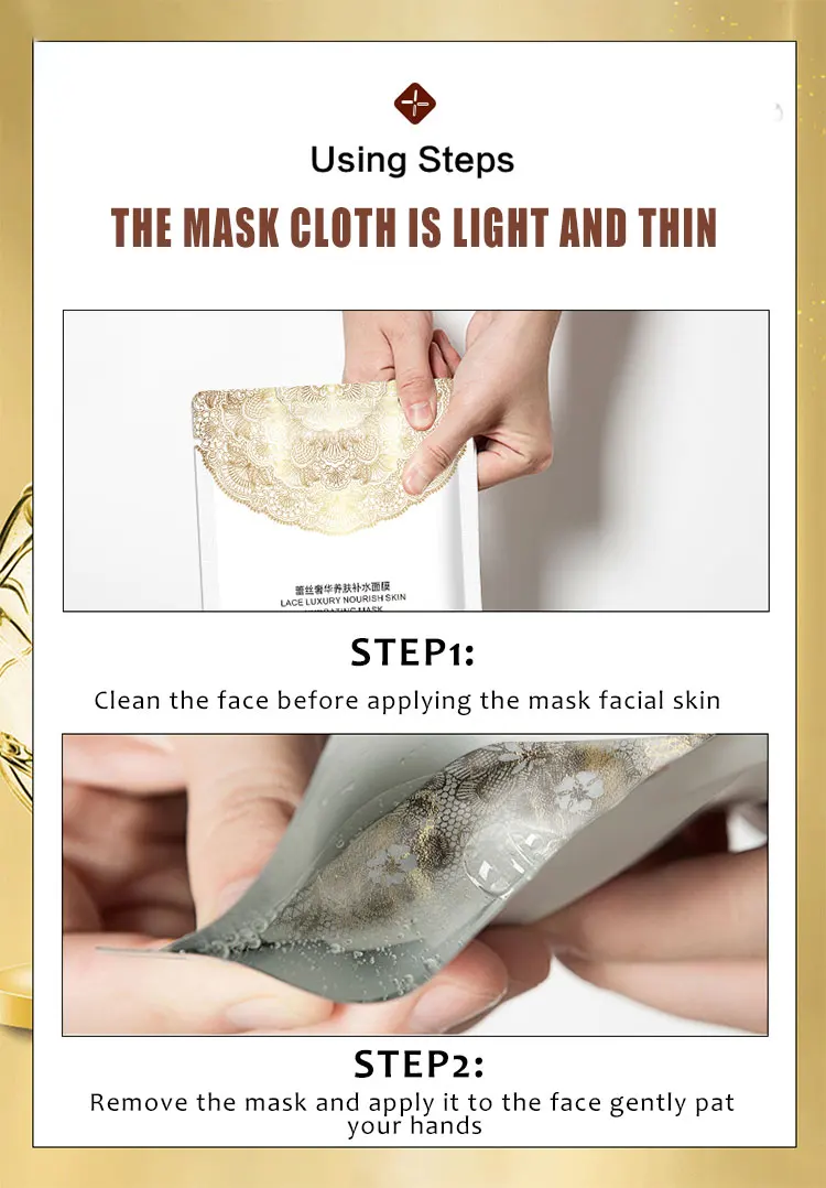 PUQIANNA Direct Manufacturer Lace material Luxury Hyaluronic acid face skin care deep moisturizing Whitening women facial mask