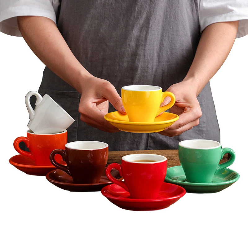 Factory Wholesale 80ml Ceramic Espresso Coffee Cup With Saucer Set