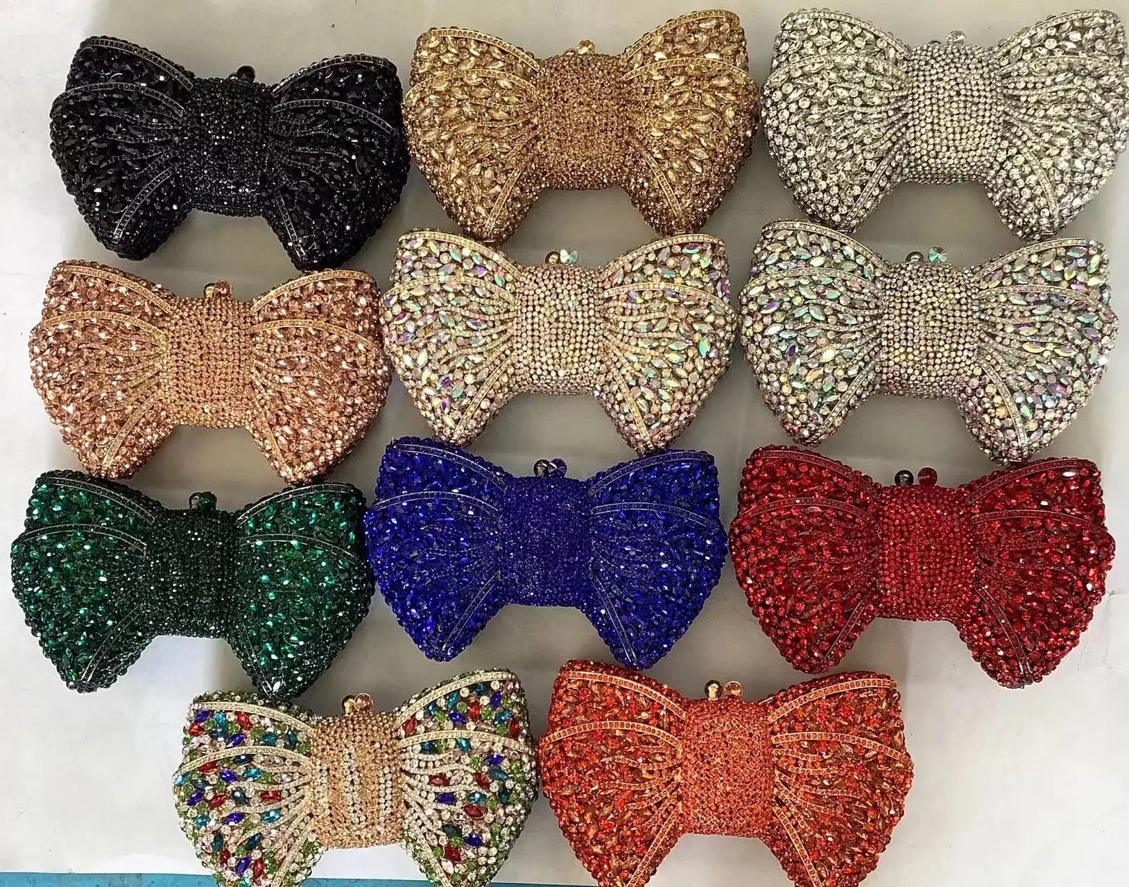 Custom Logo China Supplier bow evening crystal purses Bow Clutch Bow Shaped Clutch