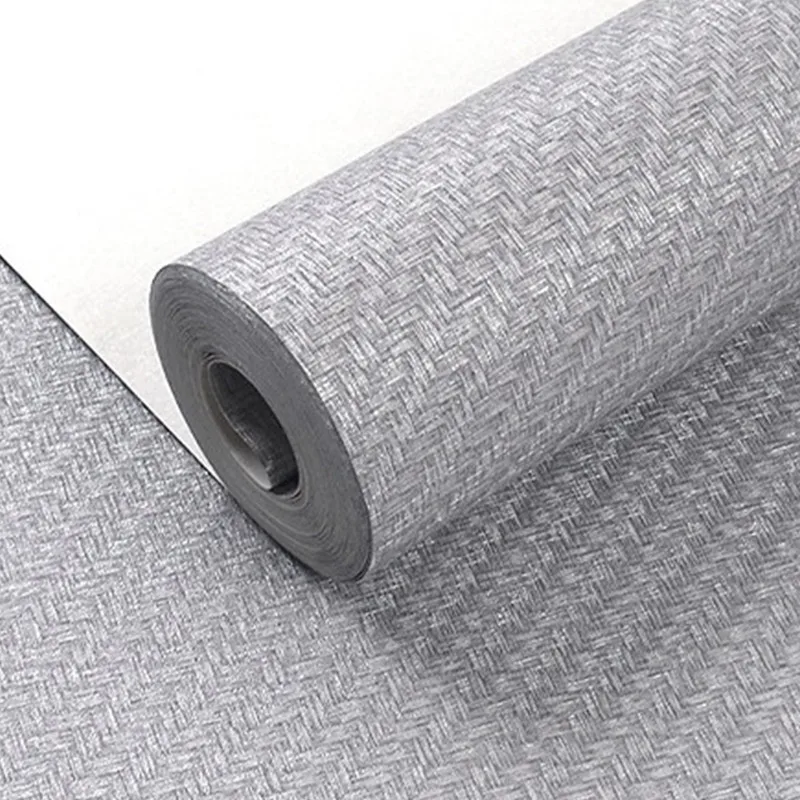 Durable Chinese Style PVC Vinyl Solid Color Waterproof Faux Linen Textured Wallpaper Removable Decoration
