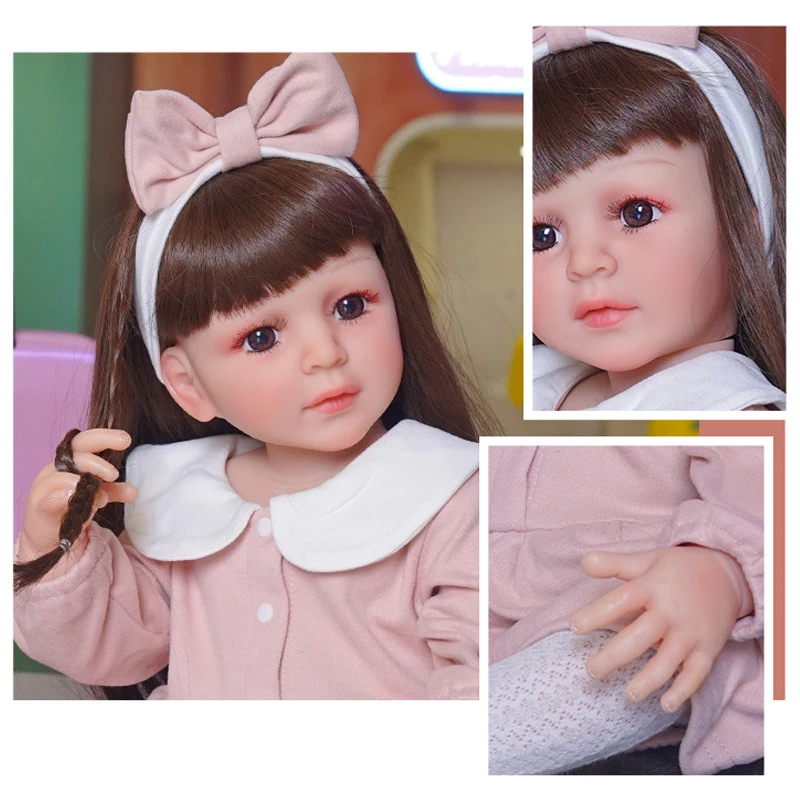 Factory Wholesale Realistic Big 21inch 55CM Lifelike Real Face Fashion Soft Vinyl Girls Reborn dolls with Sound Function