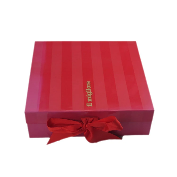 Custom Luxury Book Shaped Red Rigid Paper Packaging Magnetic Infant Clothes Big Gift Boxes With Ribbon