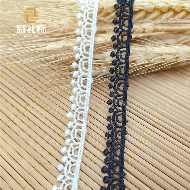Polyester embroidery white bridal dress decorative lace Polyester embroidery lace trimming Lolita costume