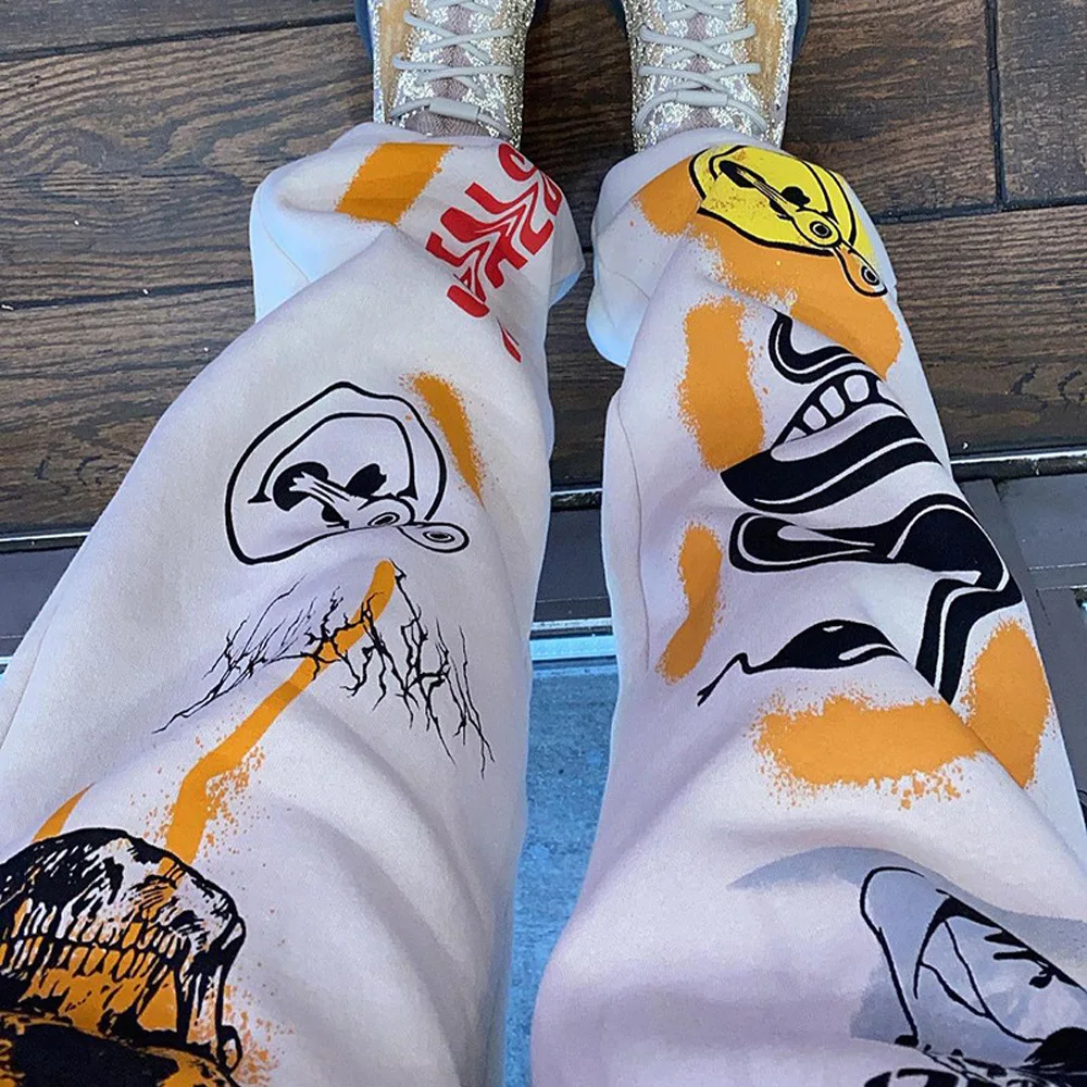2021 New Arrival Cartoon Printed Graphic Sports Joggers Casual Fashion Women Pants Sweat Pants With Graffiti Streetwear