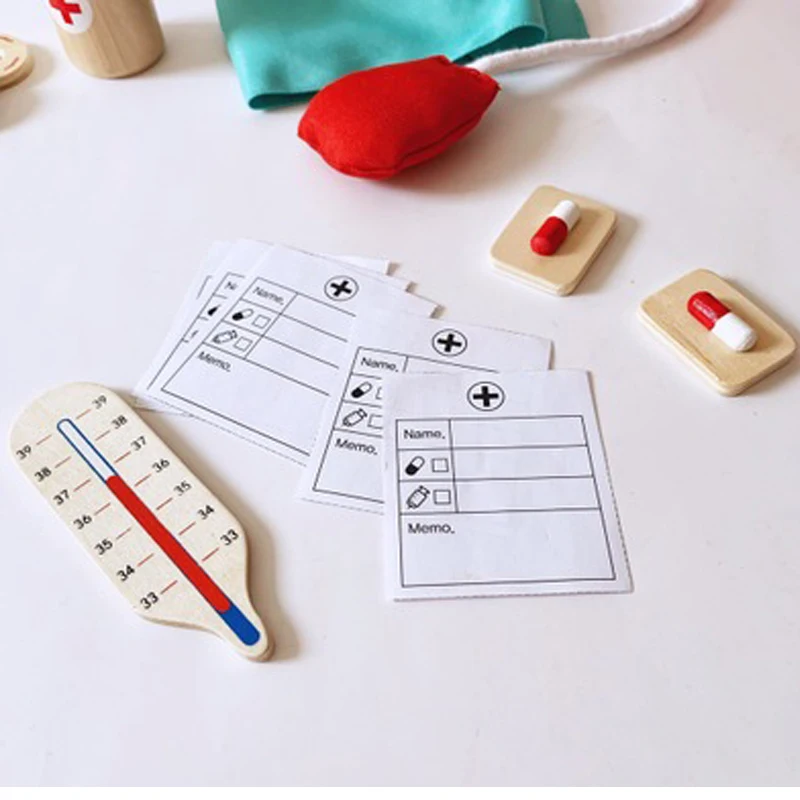 Hot Sale Kids Pretend Play Doctor Set Toy Wooden Nurse Injection Medical Kit Doctor Toys