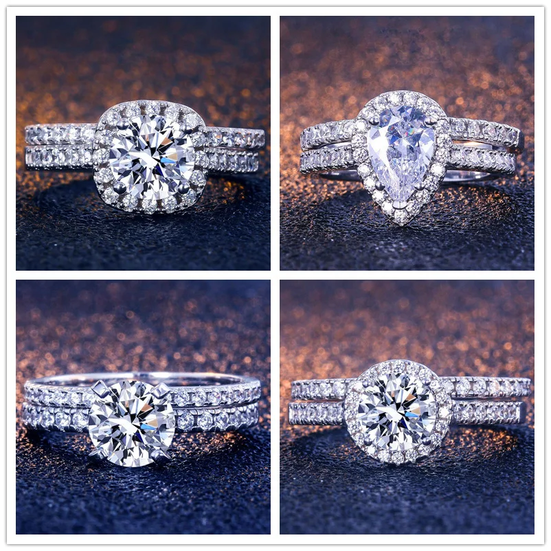 Горячая Распродажа! 925 кольцо из стерлингового серебра бледно-Conjunto De Joyas женские циркон для помолвки