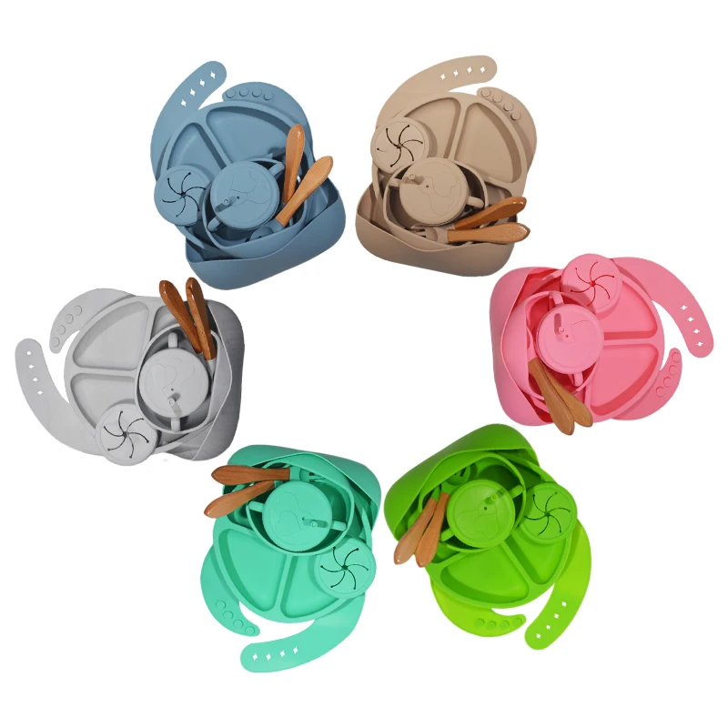 Custom Baby Feeding Bowl Set with Suction Cup Base Food Grade Non-Toxic BPA Free silicone baby bowl for Toddlers