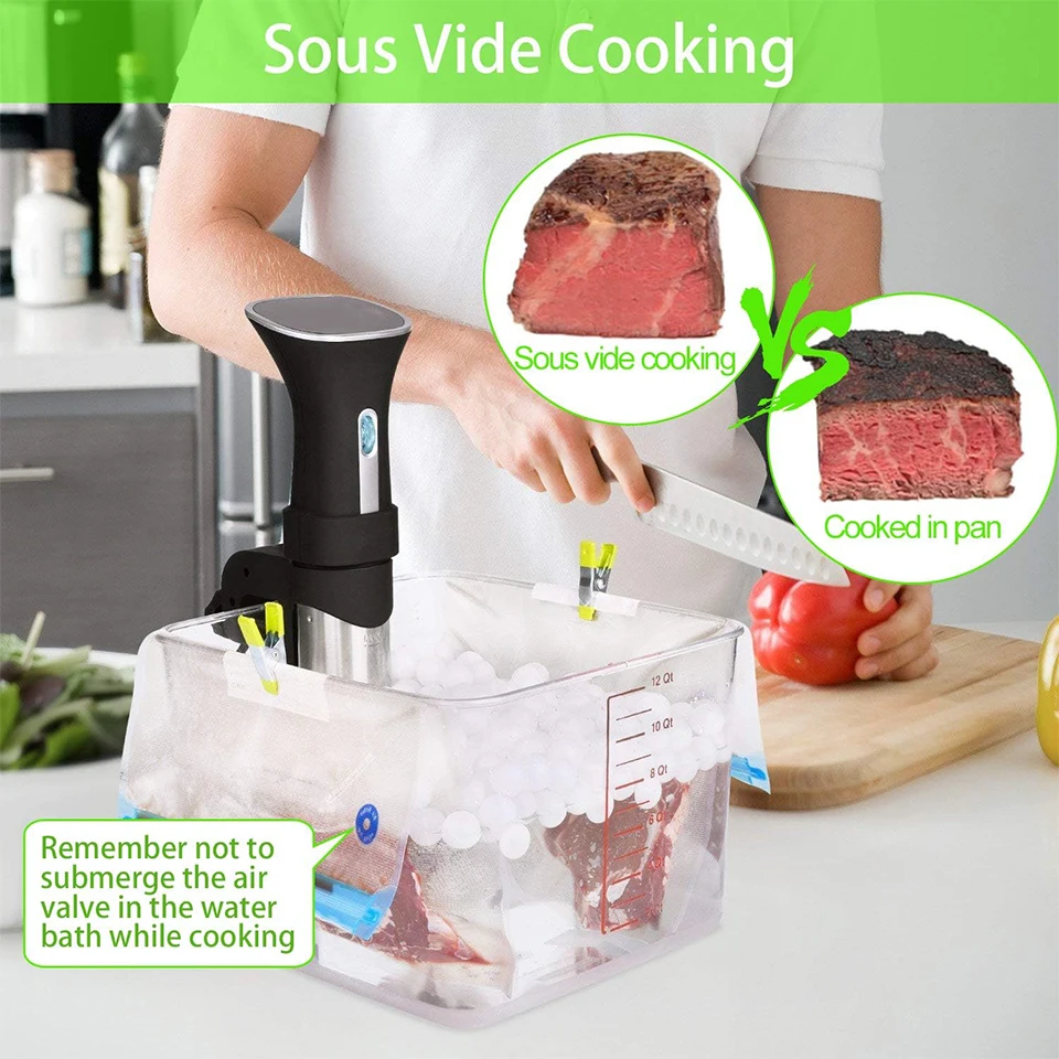 SV-B37 [30 Pack] Reusable Vacuum Seal Bags With Vacuum Sealer, 37pcs - 30 Food Cooking & Storage Bags of 3 Sizes/Vacuum Pump