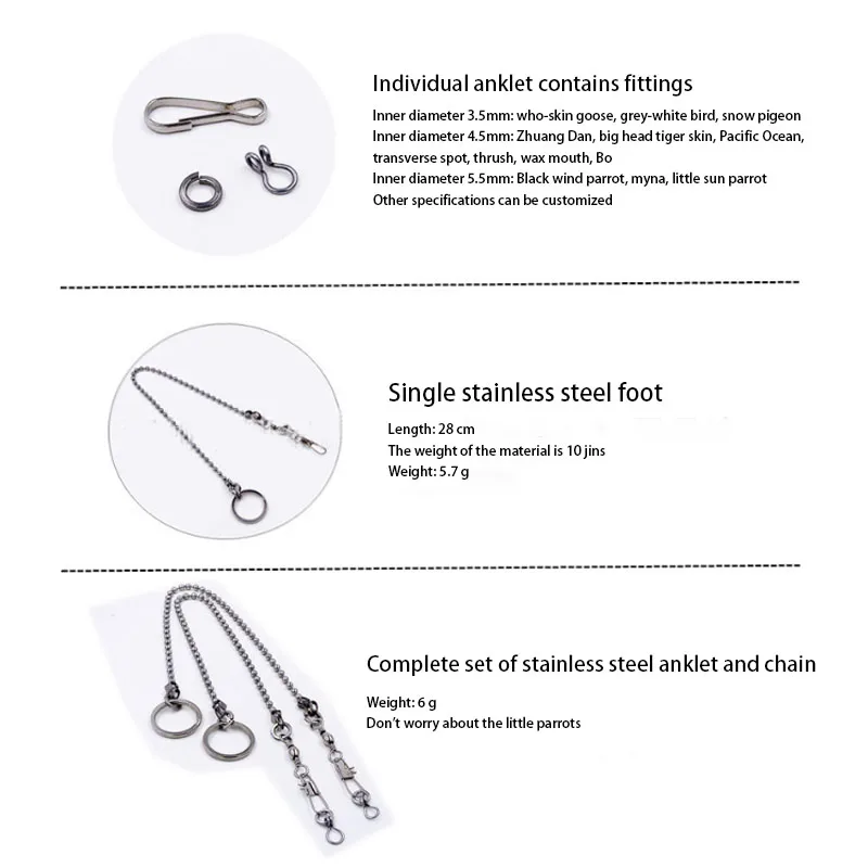 Custom Stainless Steel Several Size Claw Fetter Set Bird Cage Standing Pole Accessories
