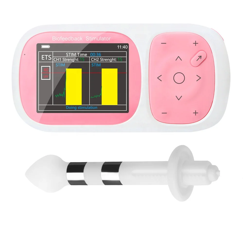 Baby pink pelvic floor stimulator floor muscle pain relief stimulator biofeedback EMG device with ETS STIM Functions Kegel Toner