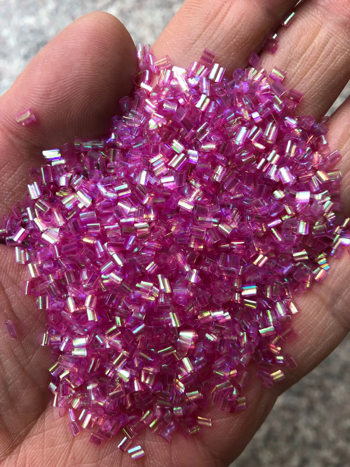 2*3mm Cotton Candy Iridescent Crispy Bingsu Beads for Crunchy Slime Iridescent Straw Beads 3D Glitter Slime Supply