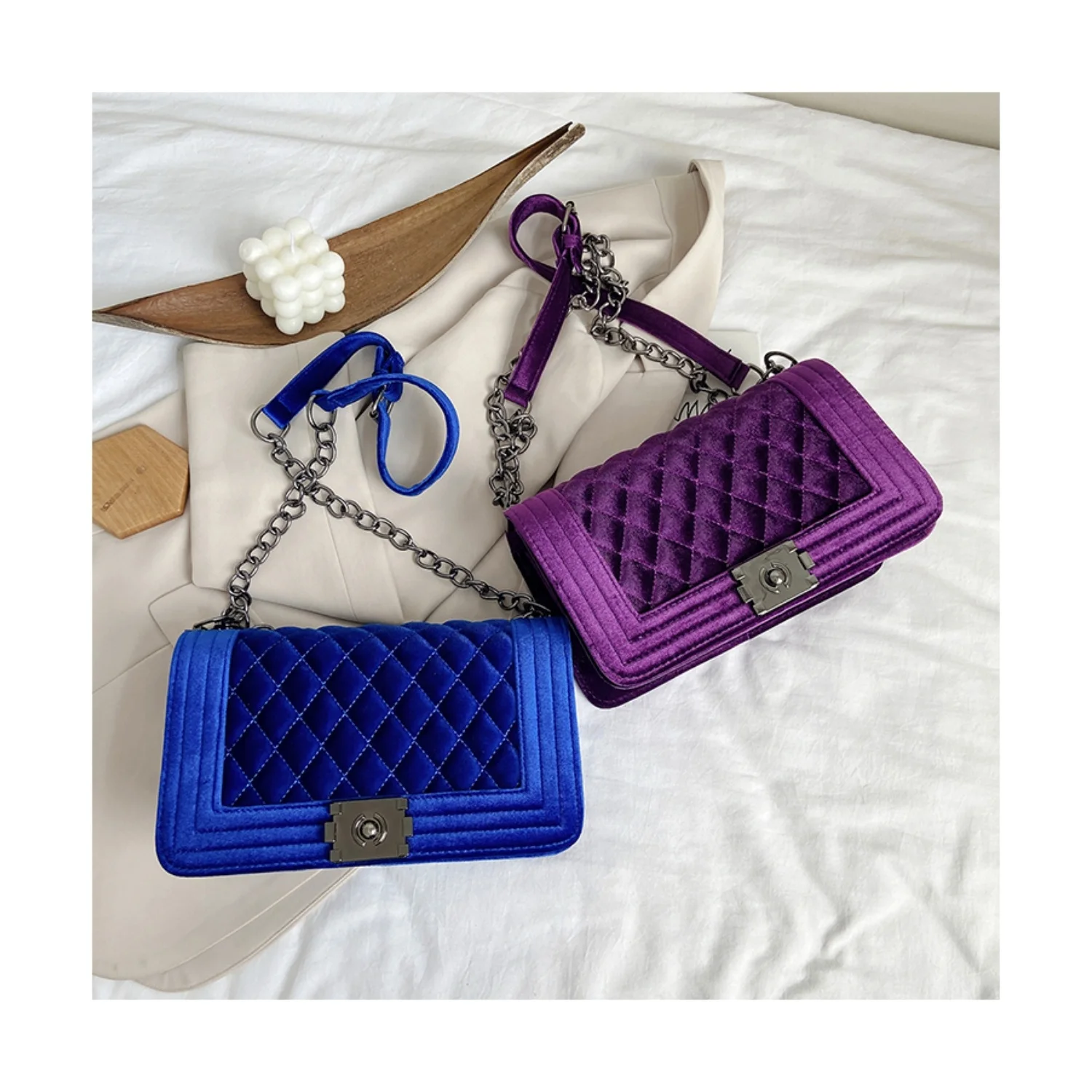 
2021 channel ladies dating bags manufacturer customize famous brands logos custom logo printed purse handbags for women velvet 