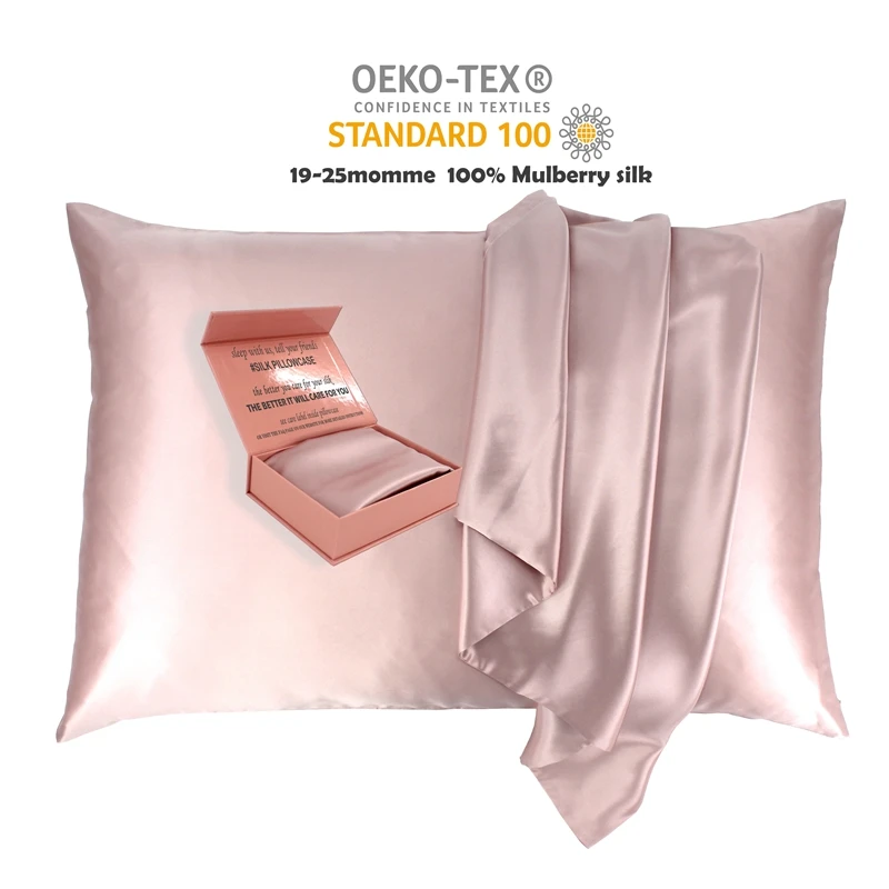 100% Mulberry Silk Pillowcase With Gift Box Natural Silk Pillow Case With Oeko Certificate