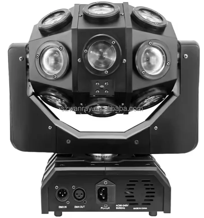 New Arrival 18 pcs LED beam Moving Head 360 Degree Infinite Rotation with R&G Laser Disco DJ stage Lights
