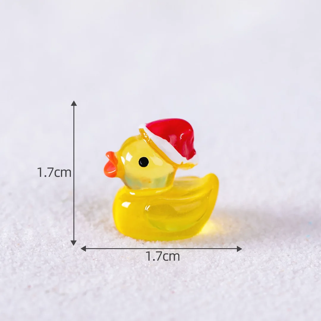 Hot New Products Christmas Miniature Glowing Duck Toys Mini Resin Ducks Wearing Christmas Hats Yard Garden Decor Water