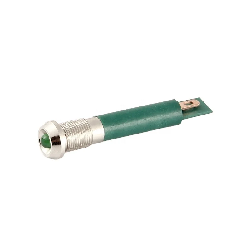 6mm waterproof flat head 12v green metal high-brightness led indicator light without cable