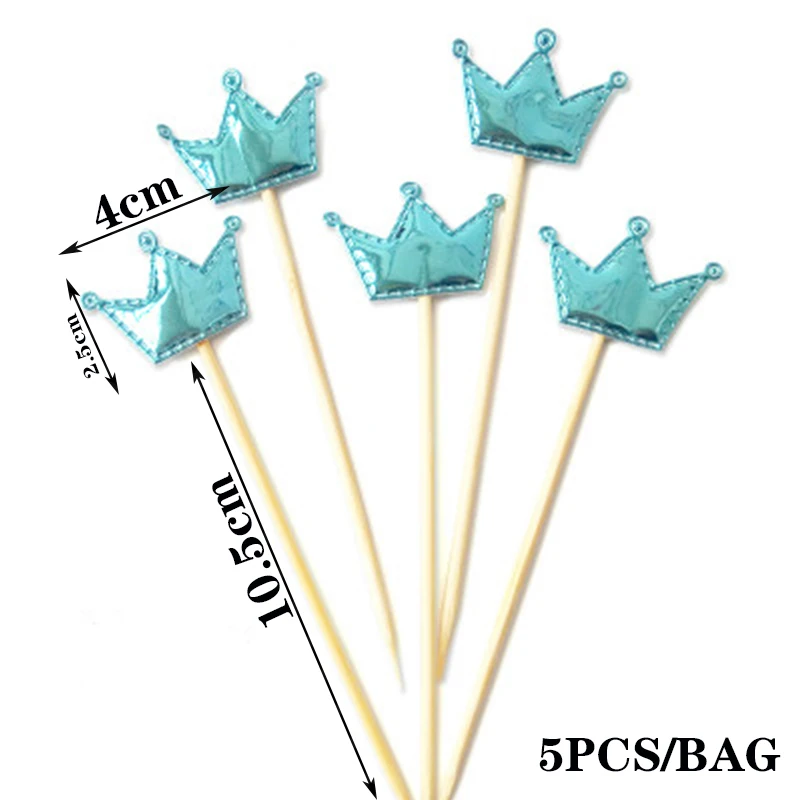 5pcs Colorful Star Love Heart Shaped Crown Cake Topper Happy Birthday Cake Topper Kids Favors Party Supplies Home Decoration