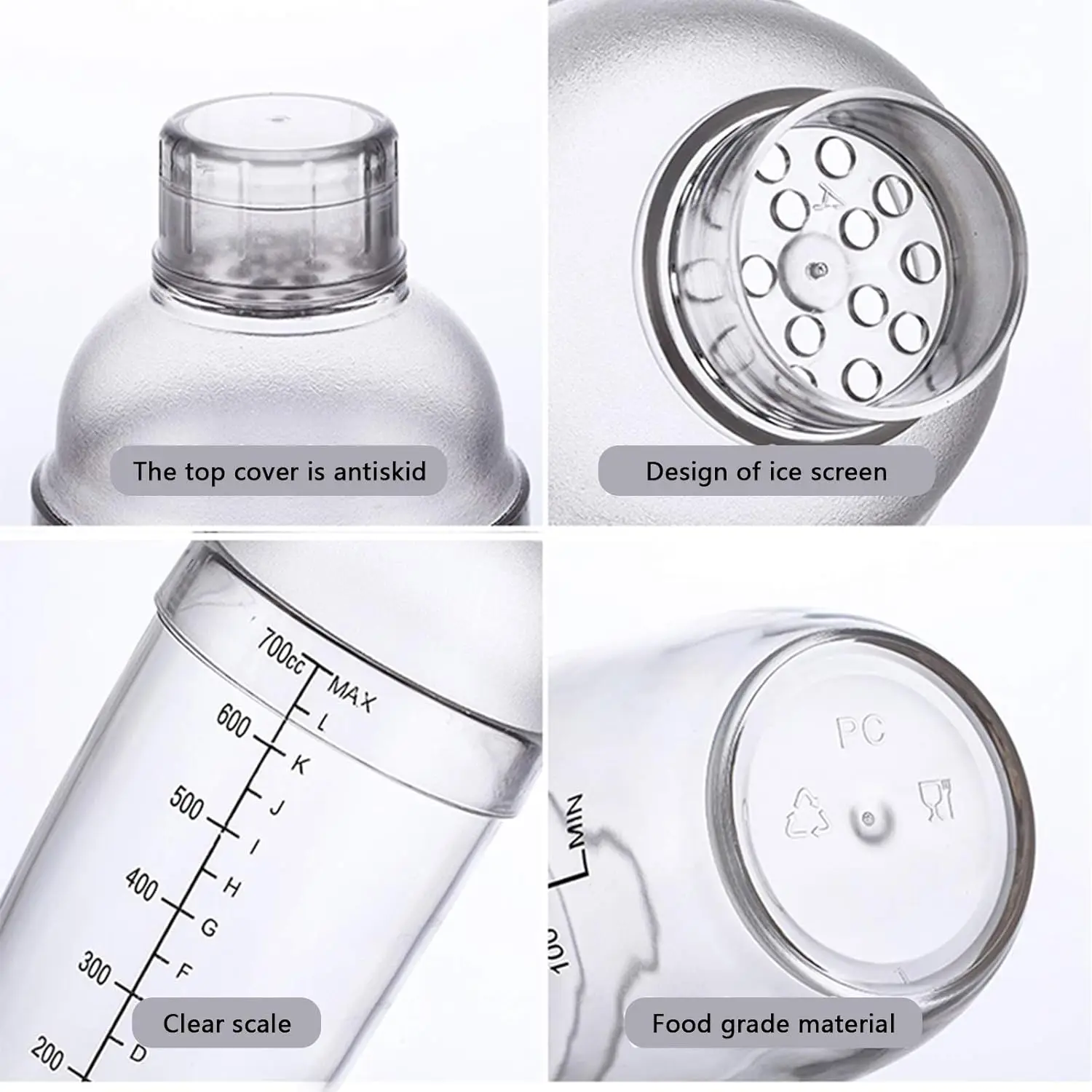 Custom Shaker Plastic Bartender Wine Clear Teapot Holder Wall Cocktail Hand Crank Milk Tea