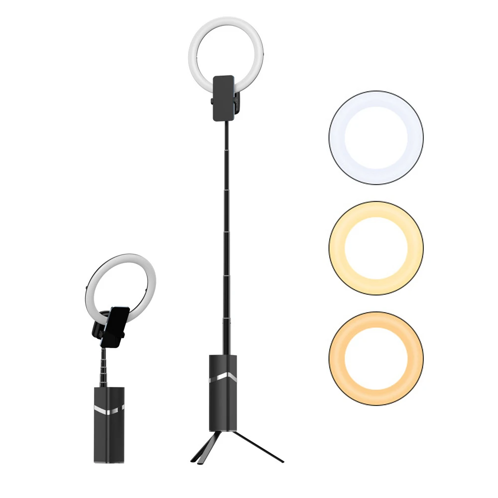 tiktok tripod with circle lamp led camera stand circular selfie holder desktop small ring light