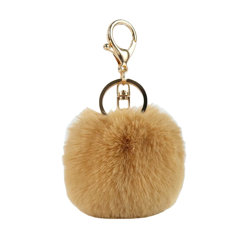 New Fluffy Puff Ball with Keychain Hooks Fuzzy Faux Rabbit Fur Pompoms Keyring for Girls Women Pendant Accessories Keyring Charm